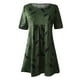 thumbnail image 3 of ICHUANYI Clearance Fashion Women Plus Size Casual Floral Print Short Sleeves Short Dress(Army Green, XL) ICHUANYI WER2023080710111, 3 of 5