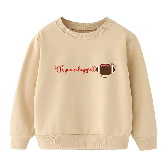 Boys Sweatshirts Child Kids Winter Long Sleeve Football Printing Pullover Tops Clothes Toddler Hoodie Khaki 100