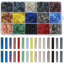 2818Pcs 15 Colors Long Tube Glass Beads 9mm Glass Bugle Seed Beads Twisted Spacer Loose Beads Mixed Color Craft Beads Accessories