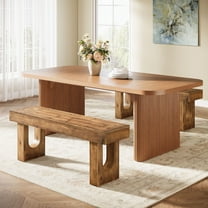 Finmind Farmhouse Solid Wood Dining Bench, 47 inch Narrow Kitchen Table Bench for Dining Room, Kitchen, Living Room, Rustic Brown