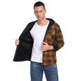 thumbnail image 4 of GIRUNS Men's Plaid Shirts Jacket Fleece Flannel Lined Long Sleeve Shirts Sherpa Button Down Coat With Hood Black Orange XL, 4 of 9