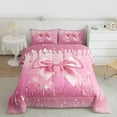 thumbnail image 3 of Feelyou Princess Bowknot Pink Bedding Comforter Set, Fashion Sequin Print Twin Comforter Sets, Teens Kids Girls Women Reversible Bedding Set, Super Cozy Room Decor, 2-Piece, 3 of 9