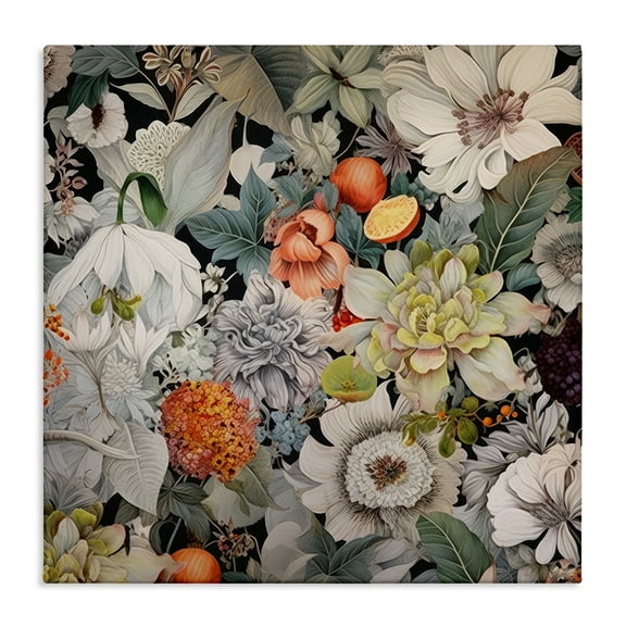 Stupell Industries Grey Mixed Florals Botanical & Floral Painting Gallery Wrapped Canvas Art Print Wall Art, 17 x 17