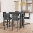 thumbnail image 1 of vidaXL 7 Piece Outdoor Bar Set with Cushions Poly Rattan Grey, 1 of 5