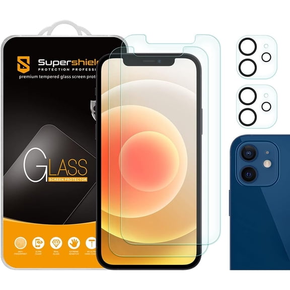 (2 Pack) Supershieldz Anti Glare (Matte) Tempered Glass Screen Protector Designed for iPhone 12 (6.1 inch)   Camera Lens, Anti Fingerprint, Anti Scratch, Bubble Free