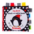 thumbnail image 1 of Baby First Soft Activity Animal Tail Cloth Book For 0-36 Months Toddler Visual Excitement Quiet Book Black White Rattle Book Toy, 1 of 5