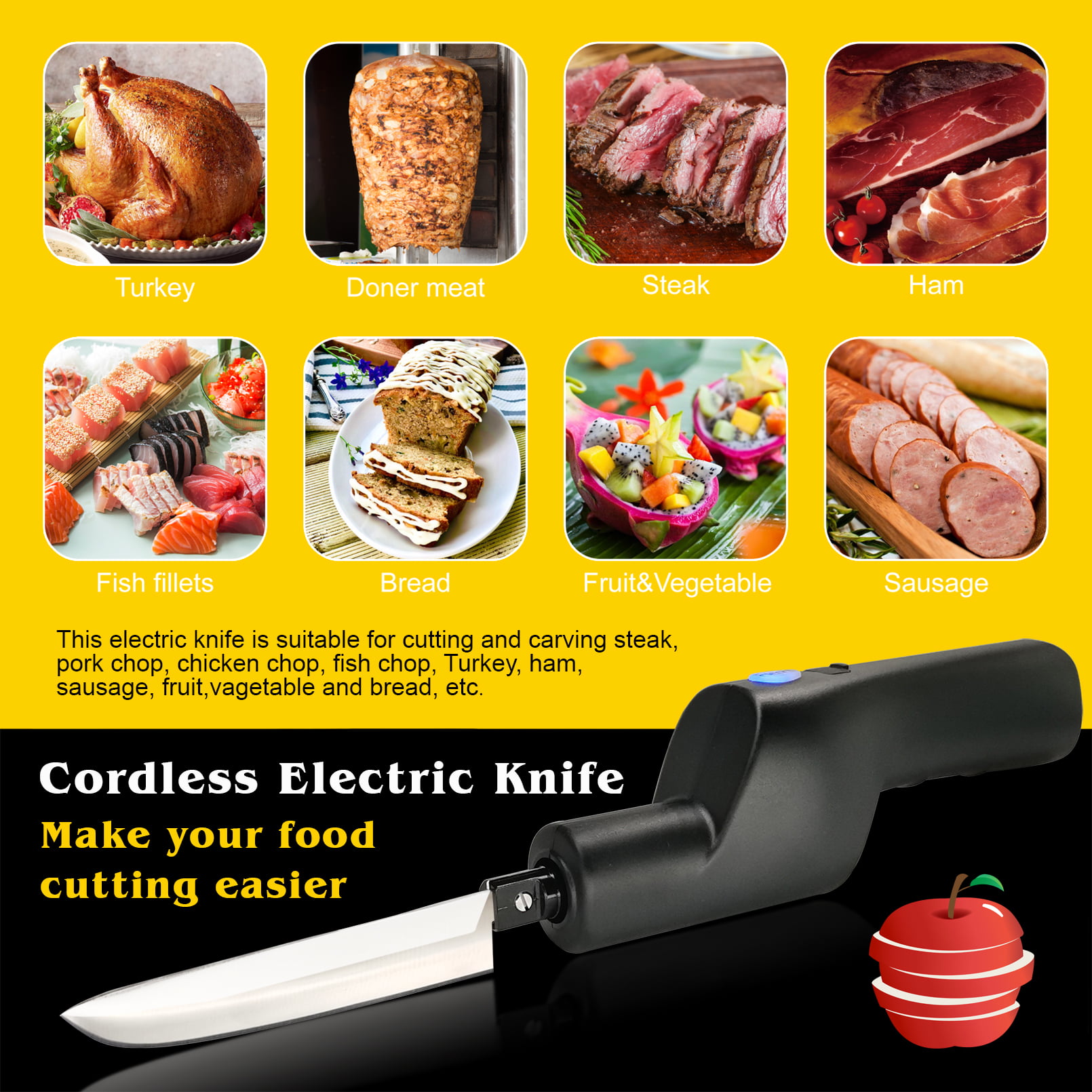 Knife, Bread Knife, Multi-purpose Portable Bread Knife, Barbecue Tool,  Cordless Electric Bbq Tool, Turkey Cutter, Vegetable Knife, Electric Knife  With Dinner Fork Plastic Case, Kitchen Gadgets, Cheap Items - Temu
