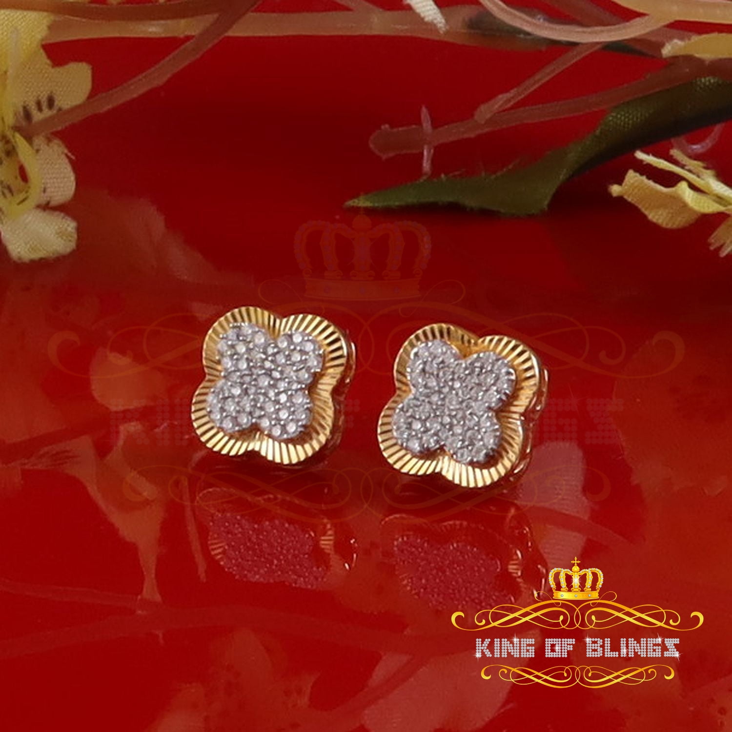 King of Bling's 1.00 ct VVS 'D' Moissanite Mens/Womens 925 Silver Yellow Stud Earrings
