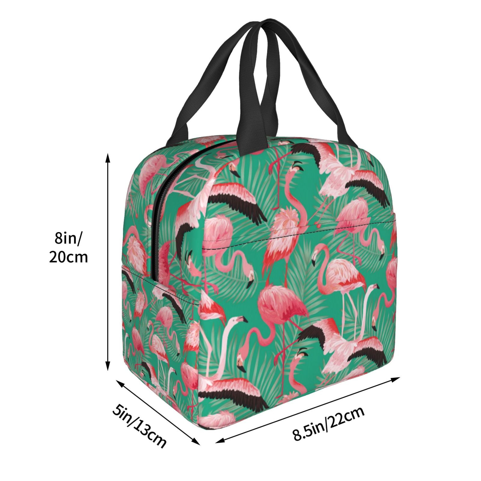 Ratiio Tropical Flamingo Print Lunch Bag Lunch Box Insulated Lunch Bag Adult Lunch Box for Men and Women