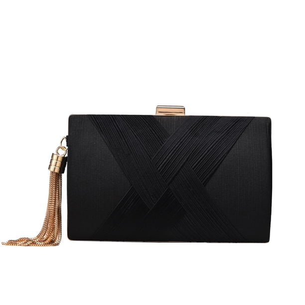 Bolso de noche con borlas YAPAIOU, bolso de noche, fiesta de boda, negro