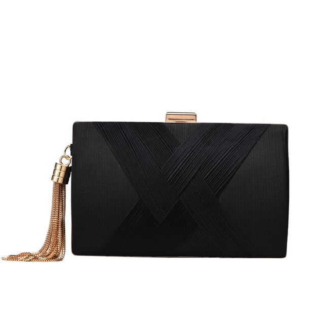 Bolso de noche con borlas YAPAIOU, bolso de noche, fiesta de boda, negro