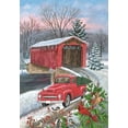 thumbnail image 2 of Briarwood Lane Winter Covered Bridge Seasonal Garden Flag, 2 of 4