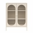 thumbnail image 3 of Mr. Kate Luna Short 2-Door Metal Accent Cabinet with Fluted Glass, Parchment, 3 of 14