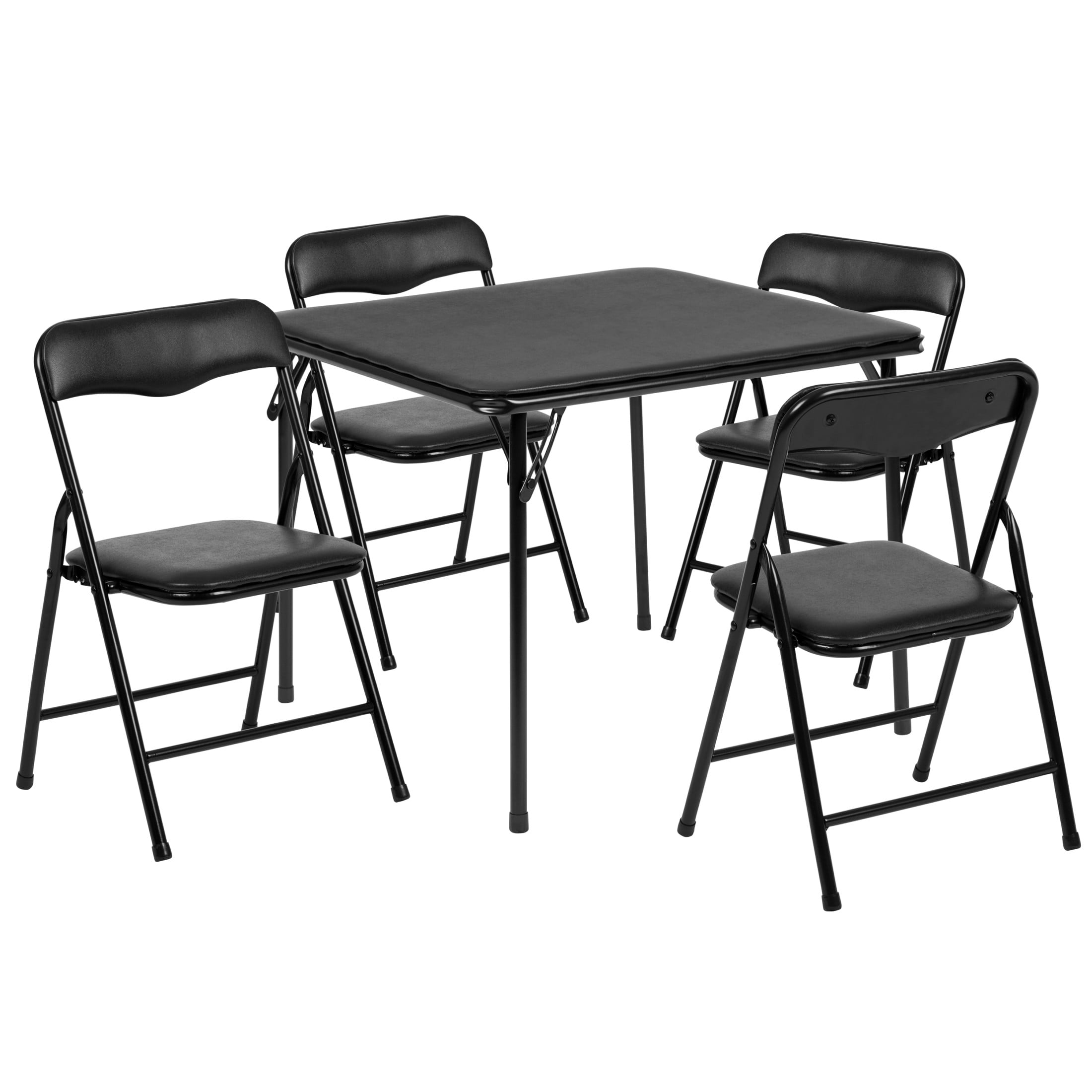 Flash Furniture Mindy Kids 5-Piece Folding Square Activity Table and Chairs Set, Black