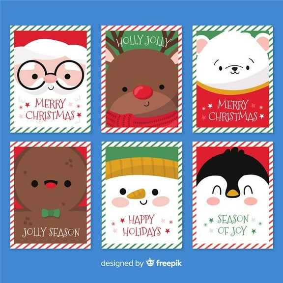 Cute Christmas Card Set – Adorable Holiday Greeting Cards Featuring Santa, Reindeer, Snowman & More – Ideal for Family, Friends, and Colleagues – Includes Envelopes