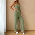 thumbnail image 5 of ClodeEU Women's Spaghetti Strap Jumpsuit, Loose Wide Leg Romper with Pockets for Summer and Vacation Army Green,Women's Plus L, 5 of 6