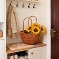 thumbnail image 6 of Xecvkr Handheld Flower Organizer Basket Basket Woven Pastorals Style Floral Arrangement Centerpiece Storage Festival Gift Home Decor 1 Piece Brown, 6 of 6