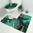 thumbnail image 2 of Green Gray Yellow Marble Pattern Bathroom Rugs Sets 3 Piece,Toilet Cover Set,Absorbent Non Slip Bathroom Mats Sets with U-Shaped Contour Rug Toilet Rug Set, 2 of 5