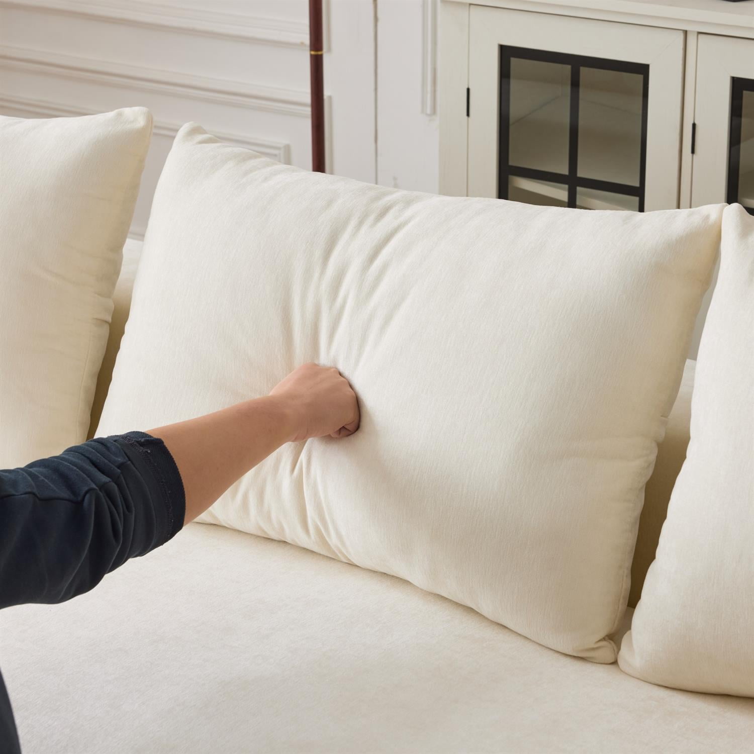 Demi Bonn 108"x68" Extra-Deep Modular Cloud Sofa - 4-Person Chenille Sleeper Couch for Living Room Furniture, No Assembly Needed, White