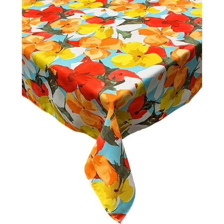 

KOVOT Floral Rectangle Oblong Tablecloth | 60 x 84 Indoor & Outdoor Spill-Proof Dining Table Cover for Spring Summer Kitchen Wedding Party Dining Parties Tabletop Decoration | Style: Primavera