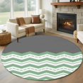 thumbnail image 3 of Fruit Green Ripple Round Area&nbsp;Rug 6ft Striped Simple Non-Slip&nbsp;Washable Circle Rugs Soft Felt Indoor Floor Mat for Bedroom Kitchen Living Room Bathroom, 3 of 9