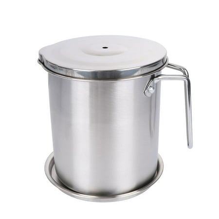 

2.2L Grease Container 304 Stainless Steel Cooking Oil Can Mesh Strainer for Home Oil Keeper