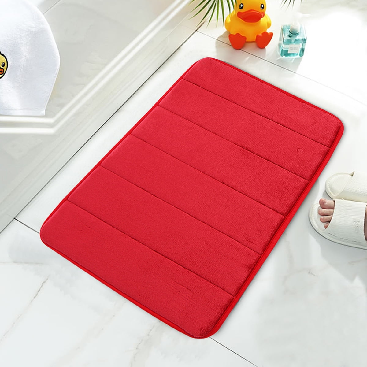 23.6x15.7" Memory Foam Bath Mat for Bathroom Rugs, Coral Fleece Bath
