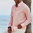 thumbnail image 4 of Men's Fashion Long Sleeve Solid Colour Casual T Shirt Button Regular Fit Shirt Top M, 4 of 5