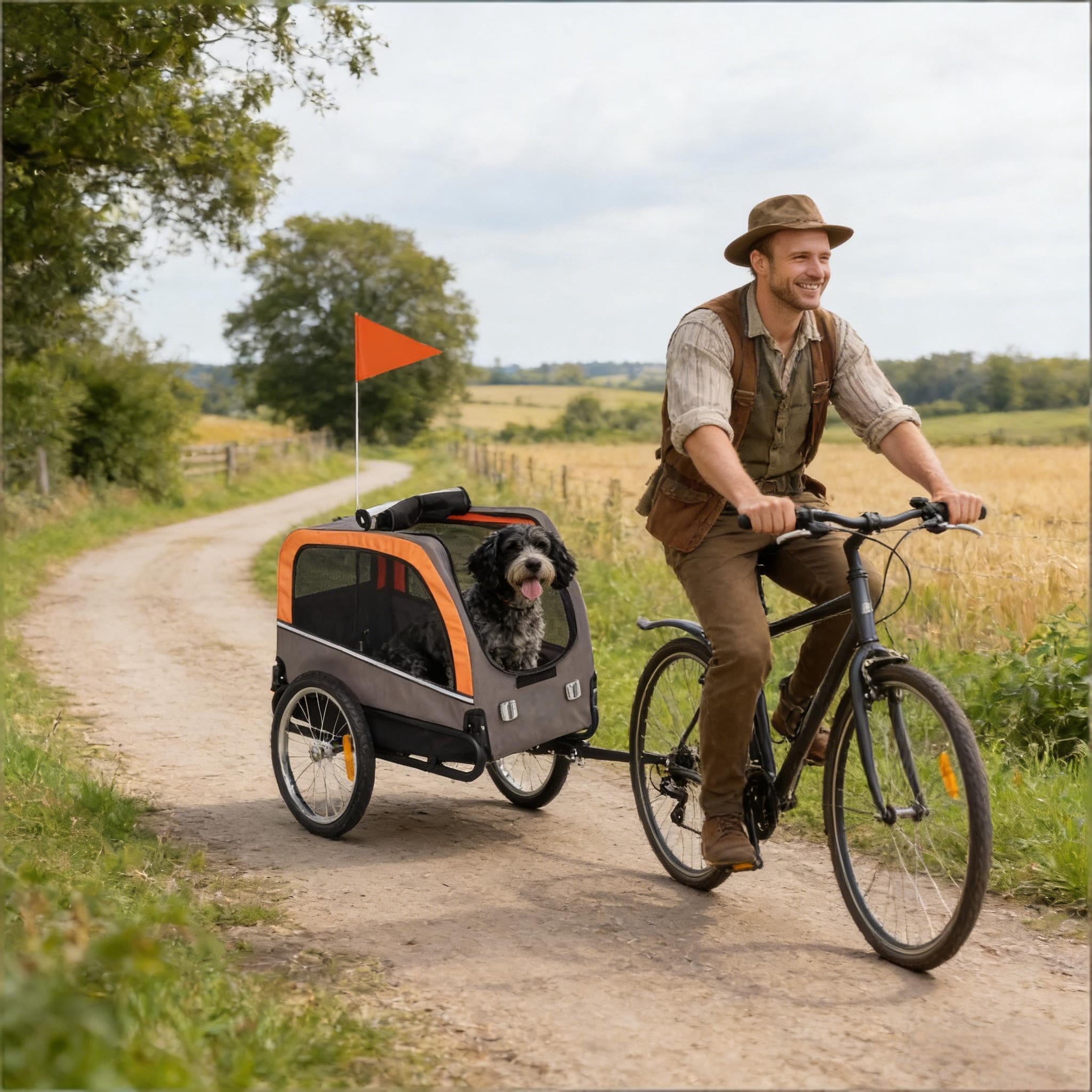 Foldable Animal Bike Trailer, Pet Cart Bicycle Carrier, Dog Bike Trailer