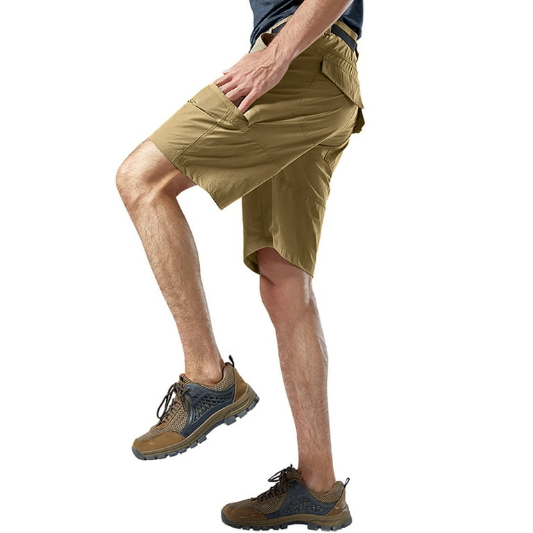 Mens Outdoor Casual Elastic Waist Lightweight Water Resistant Quick Dry  Cargo Fishing Hiking Shorts
