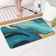 thumbnail image 4 of Blue and Gold Marble Wave Art Pattern Bathroom Rugs Mat,Non Slip Microfiber Bathroom Rug,Rubber Backing,Soft Bathroom Mats for Bathroom Floor,Tub and Shower,17x30in(43x75cm), 4 of 5