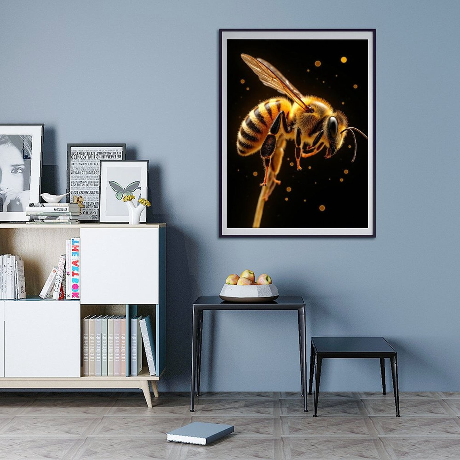 Diamond Art Kit for Adults, Bee Macro Photography Yellow Glow Diamond Painting for Adults Beginners, DIY Diamond Art Painting Kits, 5D Diamond Painting Crafts for Home Decor 12x16 Frameless