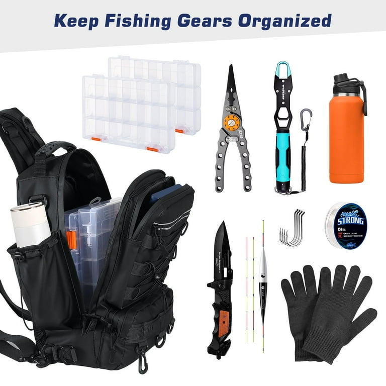 Sac A Dos Peche Fishing Tackle Backpack Augot With Rod Holder - Waterproof Gear Bag For Outdoor Fishing Waterproof Fishing Gear Bag Kastking Baitspace Fishing Tackle Backpack-997217