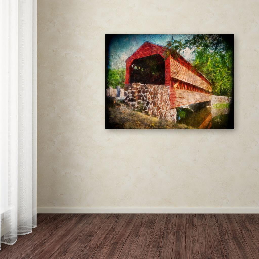 Trademark Fine Art "Old Covered Bridge" Canvas Art by Lois Bryan