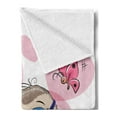 thumbnail image 2 of Love Soft Flannel Fleece Throw Blanket, Cartoon Birds is Sitting on a Branch Bee Smiling Loving Valentine, Cozy Plush for Indoor and Outdoor Use, 50" x 70", Pale Pink Beige Taupe, by Ambesonne, 2 of 5