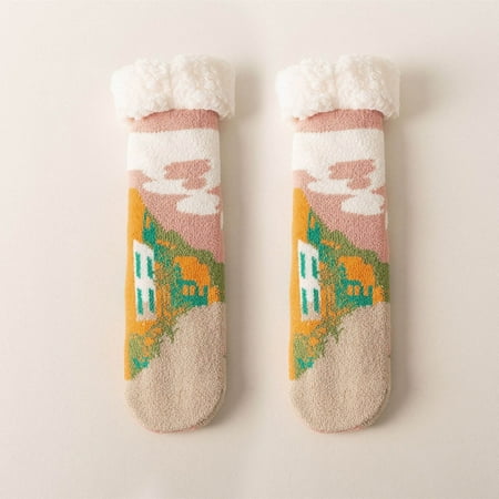 

5 pairs * Women Winter Printing Velvet Thickened Coral Velvet Floor Cotton Socks Sleep Towel Socks socks for girls 10-12 years