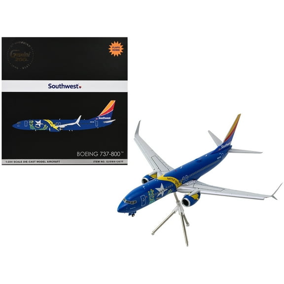 Boeing 737-800 Commercial Aircraft with Flaps Down "Southwest Airlines - Nevada One" (N8646B) Blue with Tail Stripes "Gemini 200" Series 1/200 Diecast Model Airplane by GeminiJets
