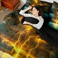 thumbnail image 4 of Homewish Boys Girls Orange Lightning Bedding Comforter Set 7-Piece,Abstract Gradient King Bedding Sets,Natural Disaster Ultra Soft Bed Sheets,Microfiber Bedroom Decor,Reversible, 4 of 8