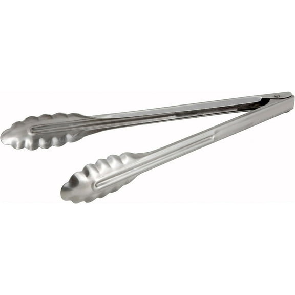 Winco UT-12 Coiled Spring Utility Tong Heavyweight Stainless Steel, 12-Inch (Set of 2)