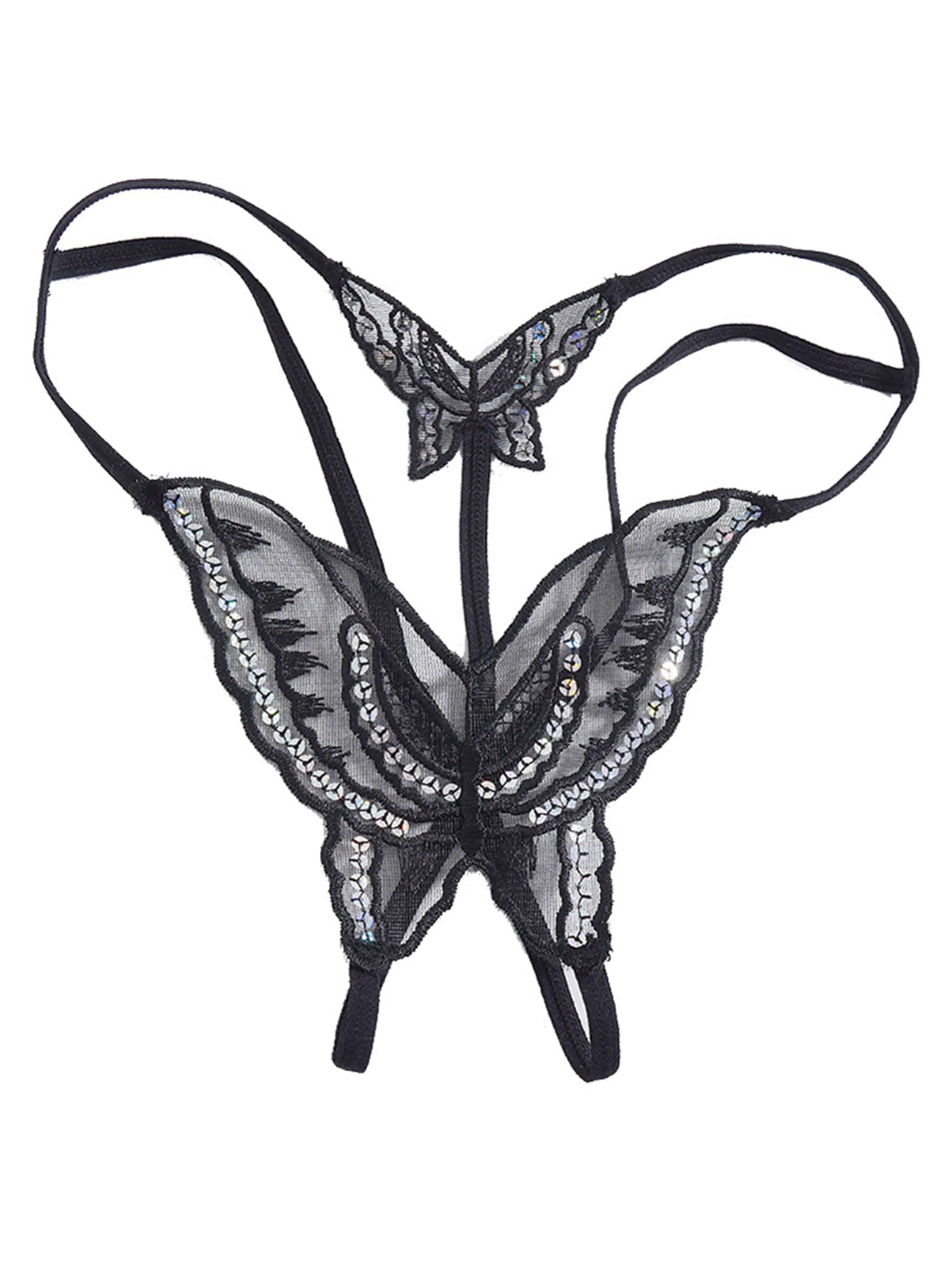 Lioraitiin Women G-String with Butterfly Pattern Center Underwear 
