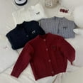 thumbnail image 3 of WOYY Little Girls Knit Cardigan Sweater Spring Fall Solid Casual Button Sweater Coat, 3 of 3