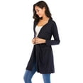 thumbnail image 3 of Fannyc Long Sleeve Cardigans With Pockets For Women Fashion Casual Versatile Wrap Sweater Soft Warm Stretch Long Open Front Top Outwear Black/Navy, 3 of 8