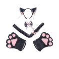 thumbnail image 1 of Juego de 5 piezas de disfraz de gato: orejas de gato y collar de cola, guantes de 2 patas para accesorios de disfraces de Halloween, 1 of 5