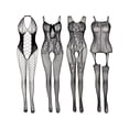 thumbnail image 2 of 4 Sets Sultry Fishnet Bodystockings, Hollow Out Sleeveless Open Crotch Jacquard Bodystocking, Women's Lingerie & Underwear, 2 of 5