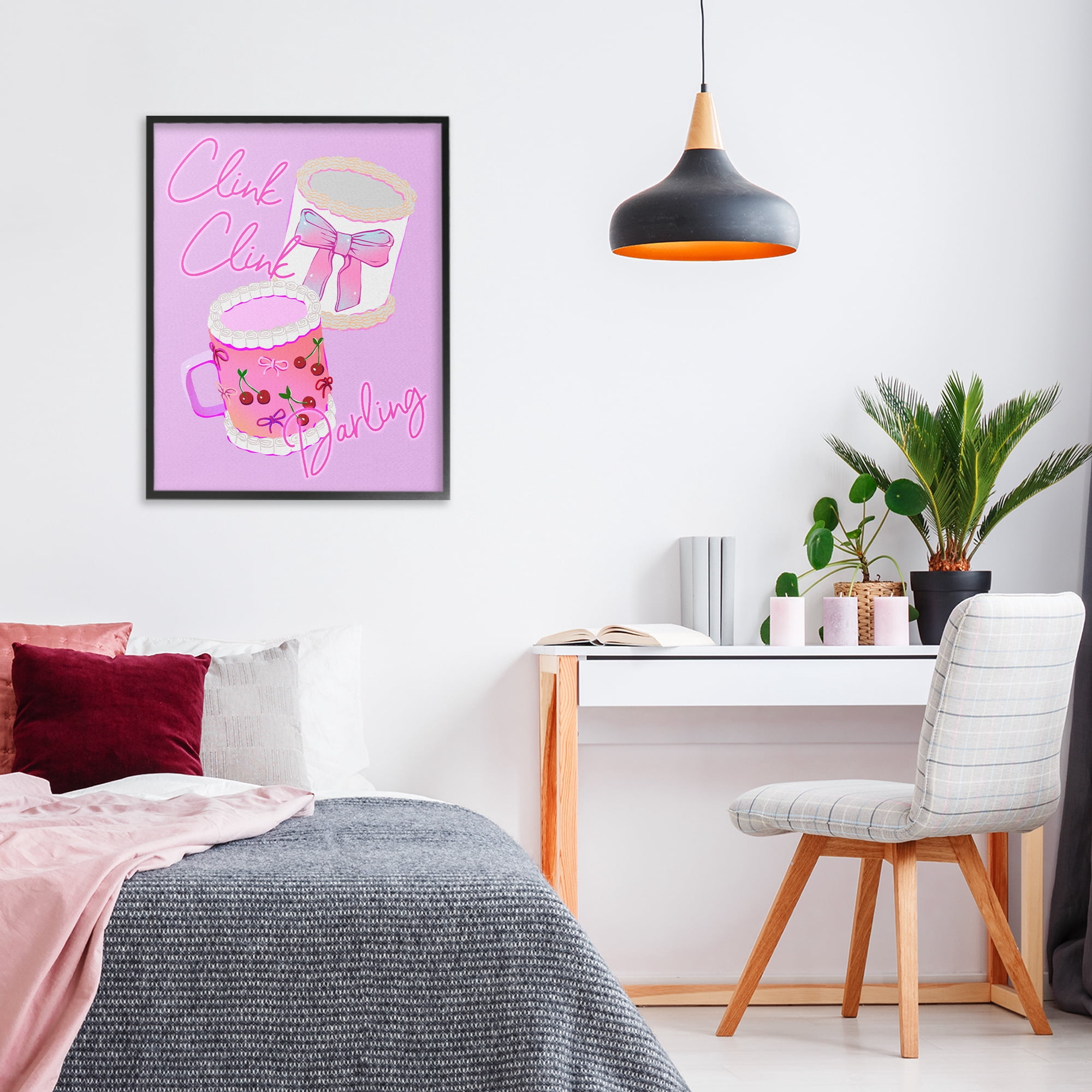 Stupell Industries Clink Darling Cherry Mug Black Framed Giclee Art, design by Ziwei Li