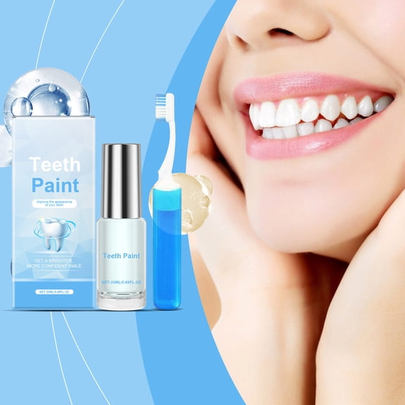 Lenkho Professional Teeth Whitening Paint Kit with Tooth Enamel Paint & Brush, Instant White on White Results in Minutes, Natural Formula for Yellowing Teeth Removal, Regain Confident Smile