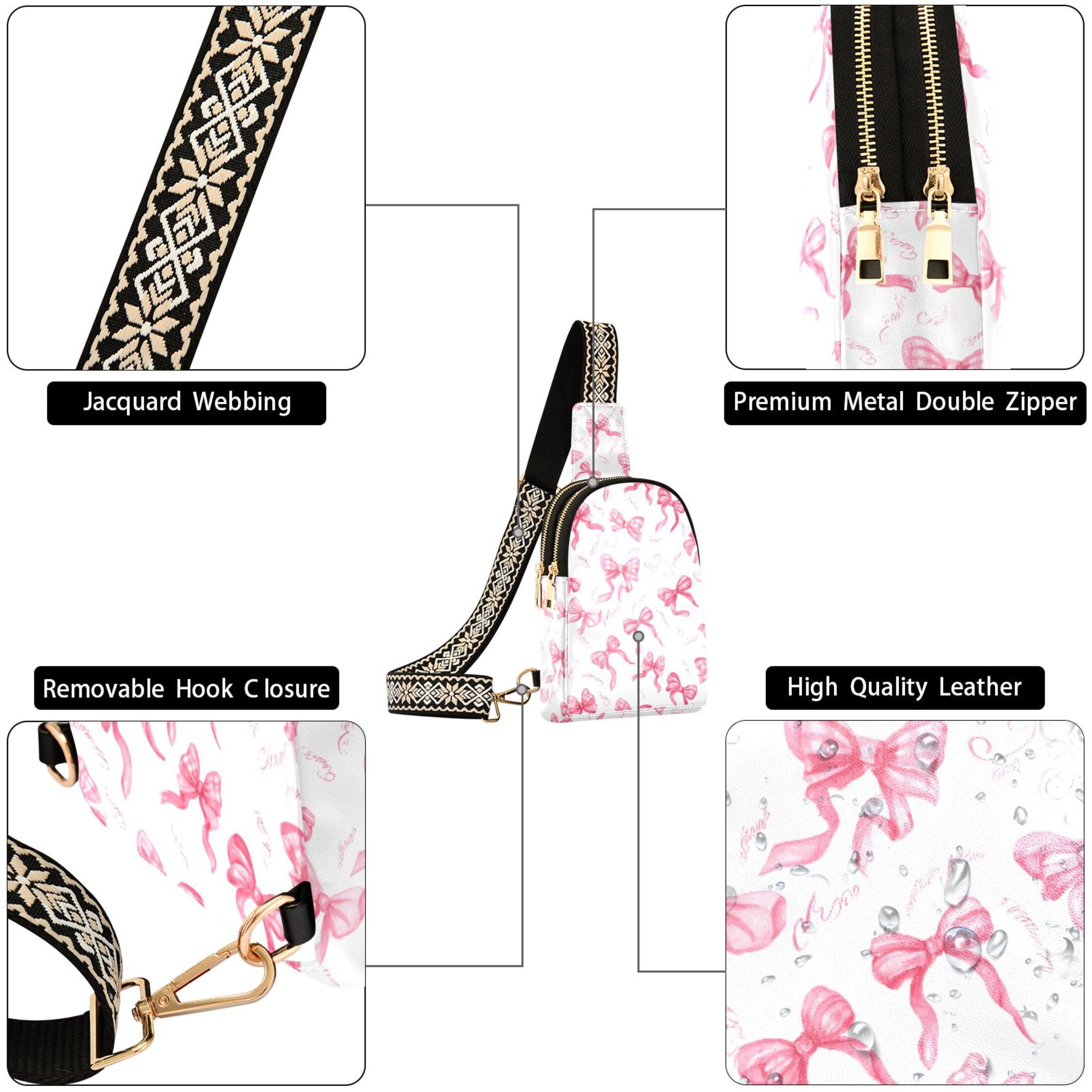 ALAZA Pink Bows Sling Bag for Women Men Waterproof Crossbody Chest Bags
