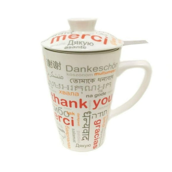 Thank You In Multiple Languages Infuser, Lidded Mug