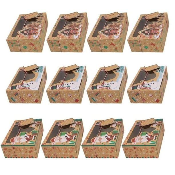 Wosthever Cajas de galletas de Navidad Cajas de dulces de papel Kraft Cajas de regalo de contenedores de comida de panadería para decoración de Navidad Kits de decoración para fiestas Wosthever HA038850-00