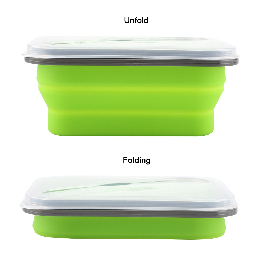 Rdeghly Lunch Box, 600ml Silicone Collapsible Portable Lunch Box Bowl
